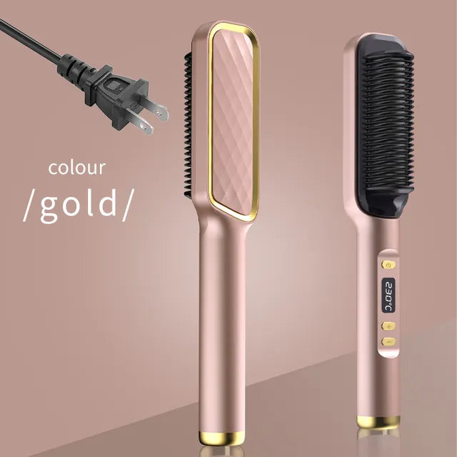 (🎉Early July 4th Sale While Supplies Last NOW-50% OFF) Powerful 5 Minute Digital Ceramic Negative-Ion Hair Straightener Brush 🎉