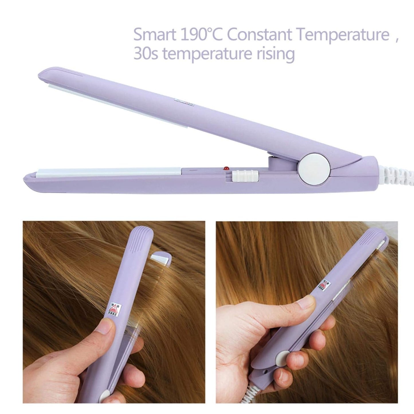 2-in-1 Mini Hair Straightener, Portable Ceramic Flat Curling Iron Hair Curlers