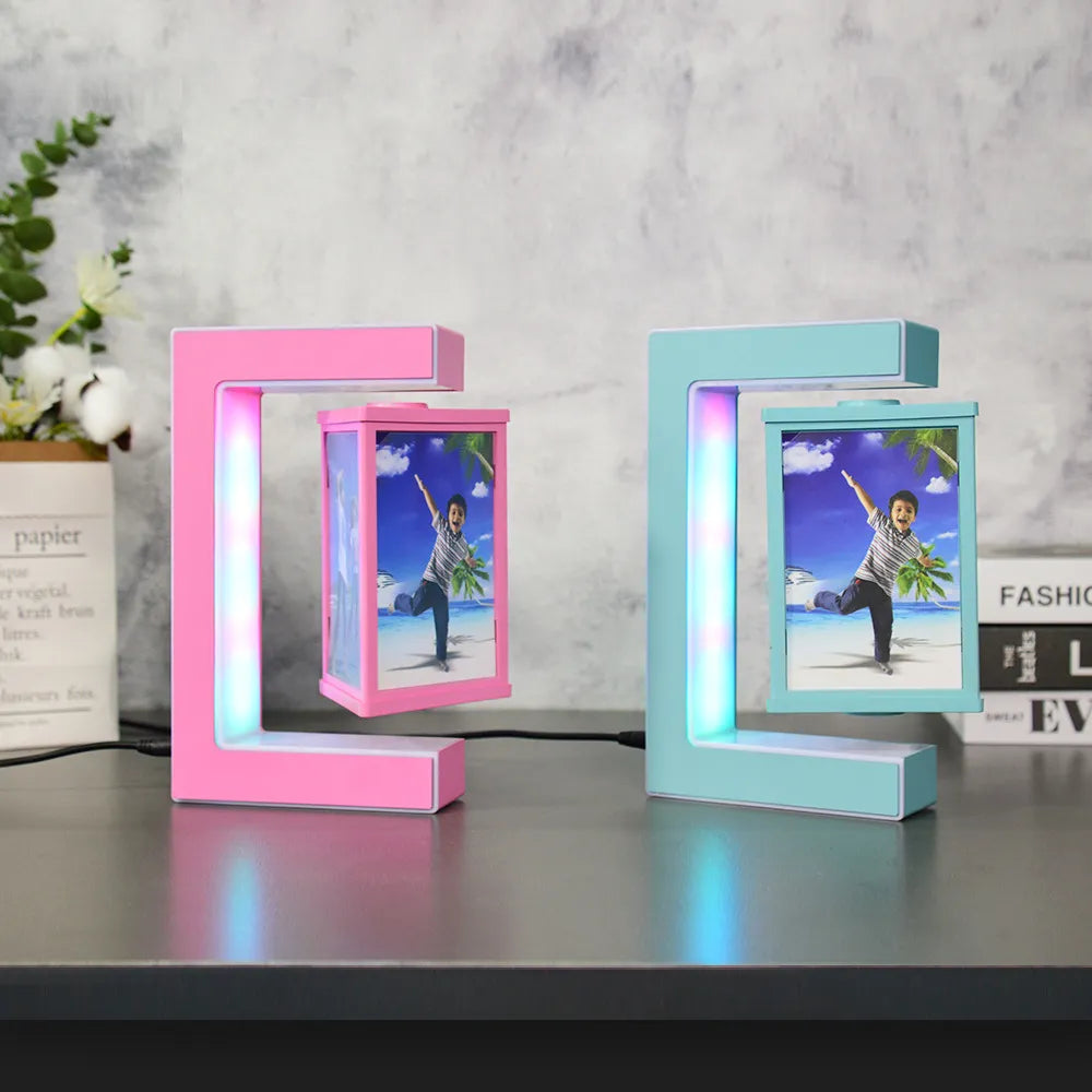 Magnetic Levitating Floating Photo Frame with Colourful LED Lights