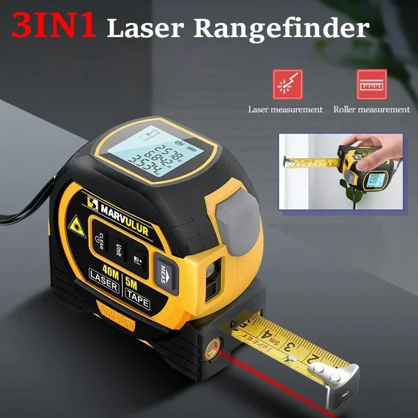 (🎉Early July 4th Sale While Supplies Last NOW-50% OFF) Powerful 3-In-1 Laser Tape Measure Laser Rangefinder Flashlight Laser Level 🎉
