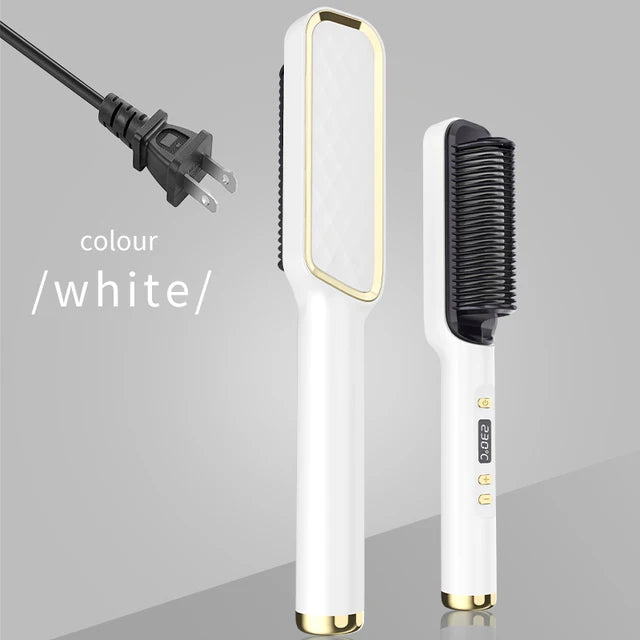 (🎃HALLOWEEN PRE SALE - 49% OFF) Powerful 5 Minute Digital Ceramic Negative-Ion Hair Straightener Brush🎃