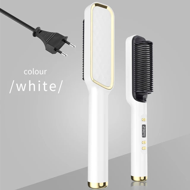 (🎃HALLOWEEN PRE SALE - 49% OFF) Powerful 5 Minute Digital Ceramic Negative-Ion Hair Straightener Brush🎃