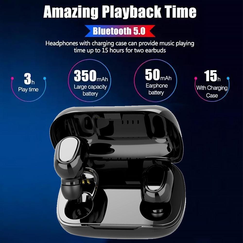 Ultra Bass Studio Quality Long Battery Life Earbuds With Phone Charging Docking Station & Call Functionality