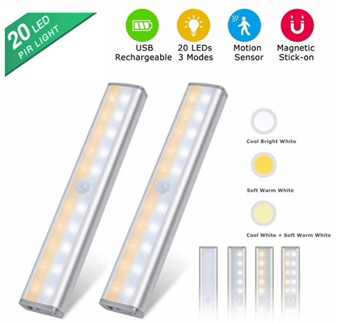 Luce LED con sensore di movimento Vexetechs ricaricabile tramite USB