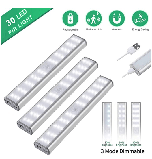 Vexetechs Sensor de movimiento Luz LED USB Recargable