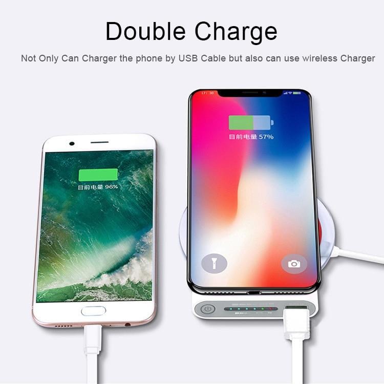 Power Bank & เครื่องชาร์จ QI ไร้สาย 10000mAh สำหรับ iPhone และ Samsung