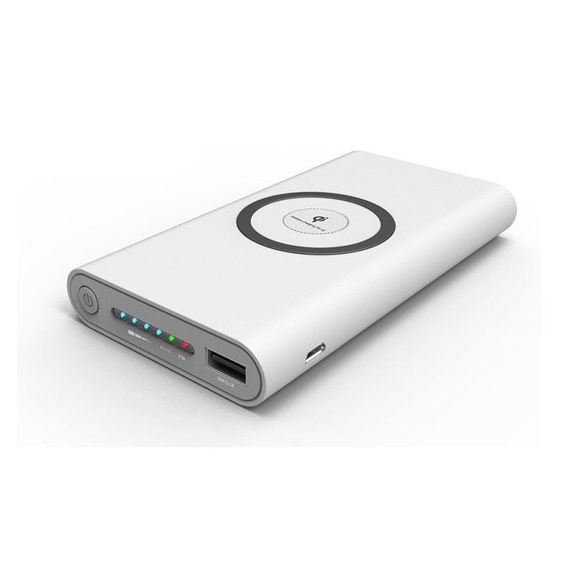 Power Bank & เครื่องชาร์จ QI ไร้สาย 10000mAh สำหรับ iPhone และ Samsung