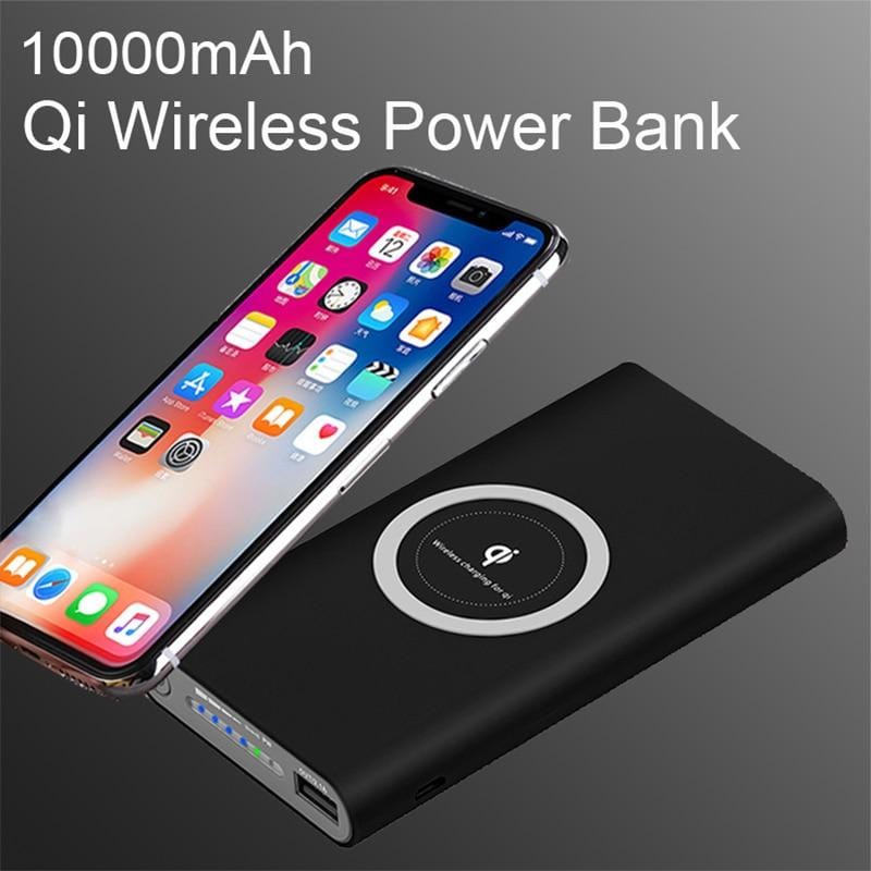 Power Bank & เครื่องชาร์จ QI ไร้สาย 10000mAh สำหรับ iPhone และ Samsung