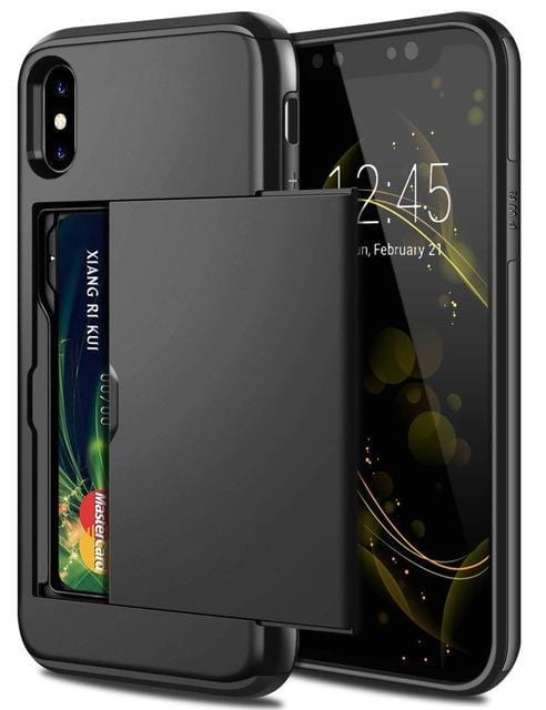 Business Phone Cases For iPhone X XS Max XR Case Slide Armor Lommebok Kortspor Holder Deksel for iPhone 7 8 Plus 6 6s 5 5S SE