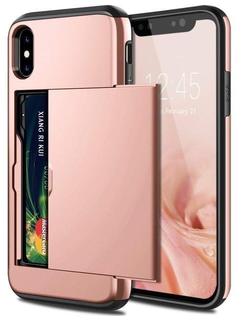 กรณีโทรศัพท์ธุรกิจสำหรับ iPhone X XS Max XR กรณีสไลด์เกราะกระเป๋าสตางค์ช่องใส่การ์ดสำหรับ iPhone 7 8 Plus 6 6s 5 5S SE