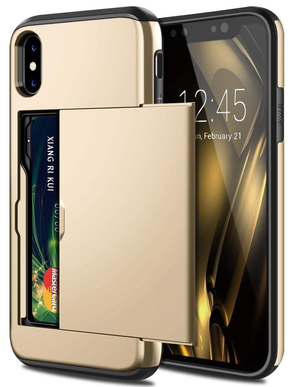 กรณีโทรศัพท์ธุรกิจสำหรับ iPhone X XS Max XR กรณีสไลด์เกราะกระเป๋าสตางค์ช่องใส่การ์ดสำหรับ iPhone 7 8 Plus 6 6s 5 5S SE