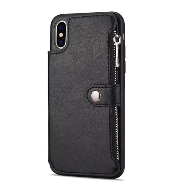 Capa retrô com zíper para iPhone 8 7 6S 6 Plus capa para iPhone X XS MAX XR multiporta cartão carteira de couro capa para telefone