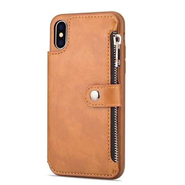 Étuis à glissière rétro pour iPhone 8 7 6S 6 Plus étui pour iPhone X XS MAX XR porte-cartes multiples en cuir portefeuille couverture de téléphone