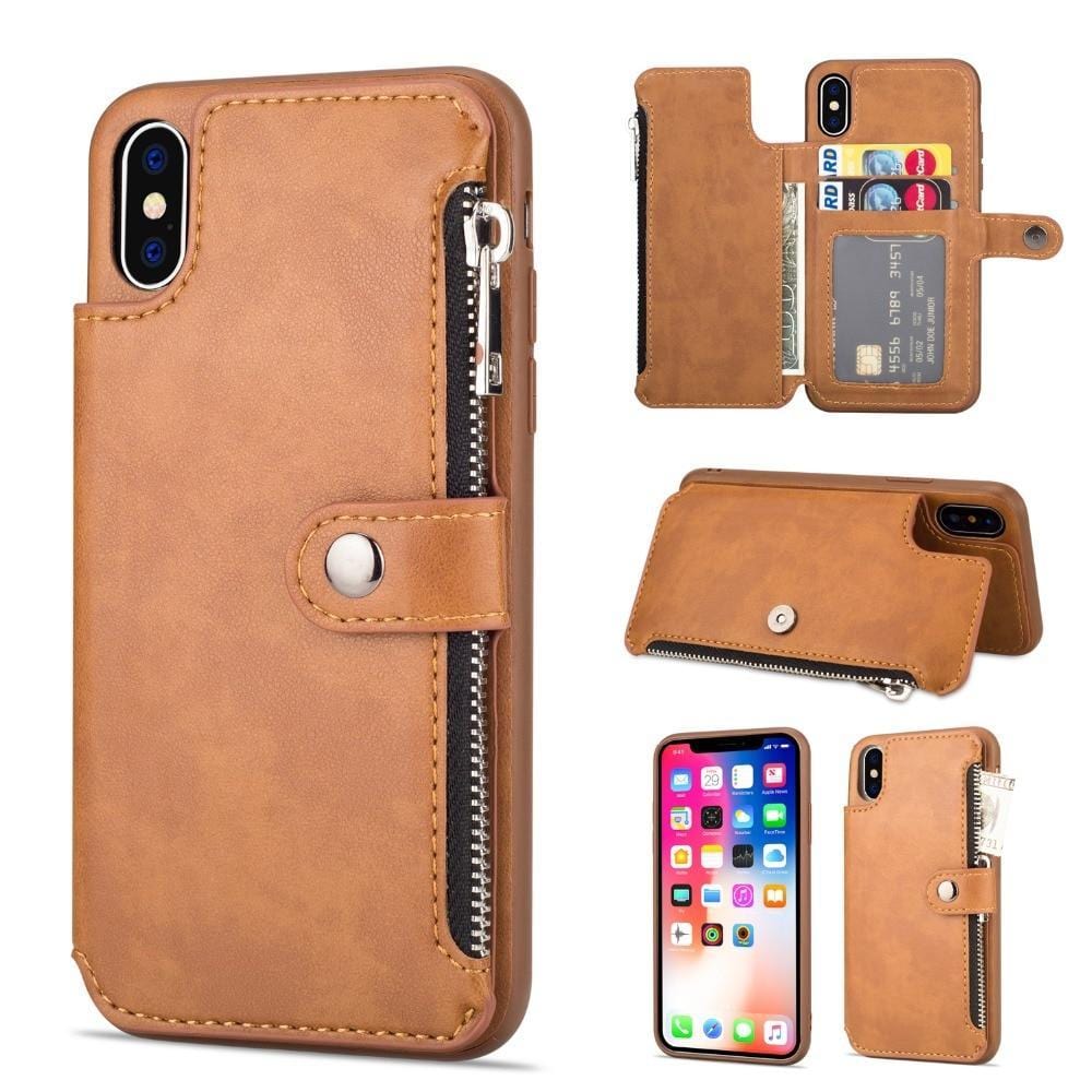 Retro Rits Gevallen Voor iPhone 8 7 6S 6 Plus Case voor iPhone X XS MAX XR Multi kaarthouders lederen Portemonnee Telefoon Cover