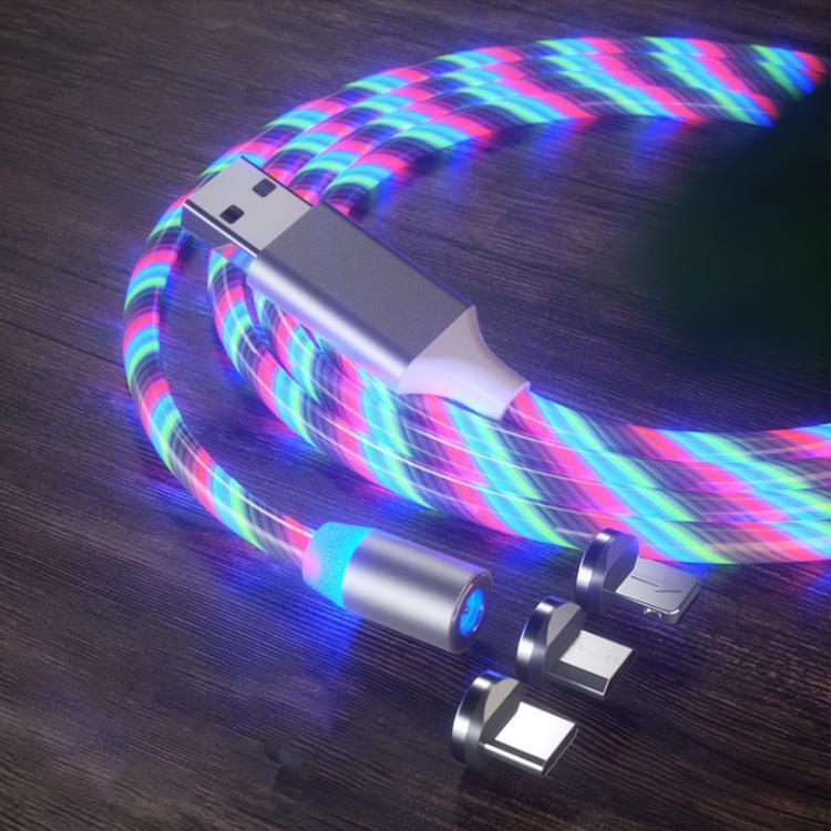 Leuchtendes LED-magnetisches 3-in-1-USB-Ladekabel