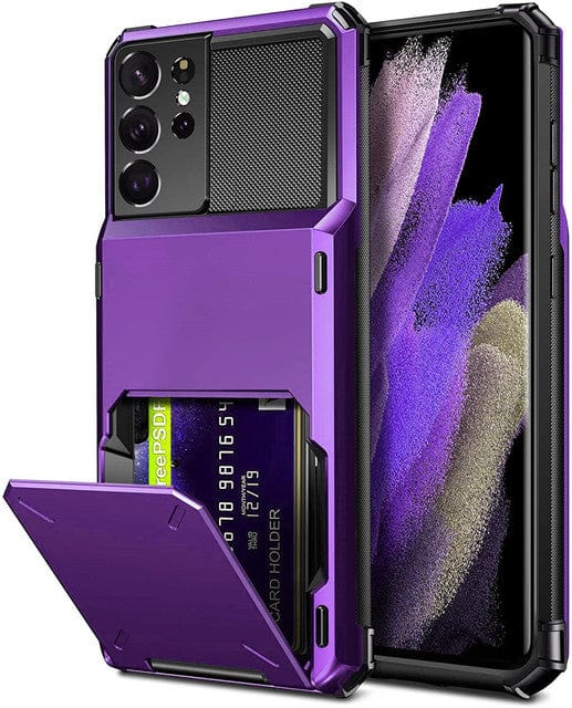 Étui portefeuille intelligent avec coussin antichoc en caoutchouc compatible avec les téléphones Samsung Galaxy